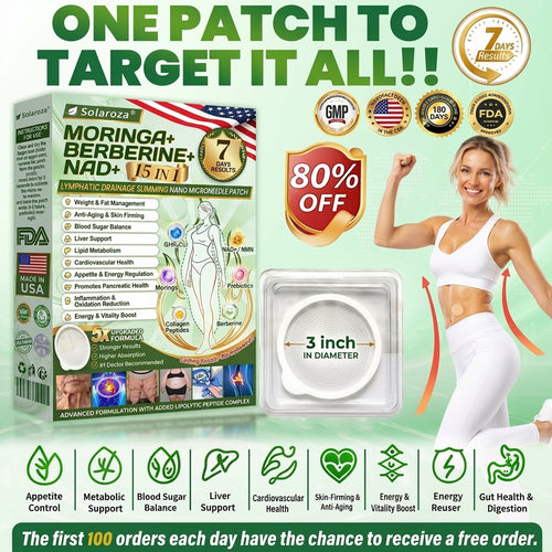 FDA Registered & GMP Certified  | 🧑‍⚕️🩺 Solaroza® Moringa & Berberine 10-IN-1 Advanced NanoMicroneedle Patch |  Backed by Scientific Evidence |10-in-1 Formula | Results in 5 Days🚀